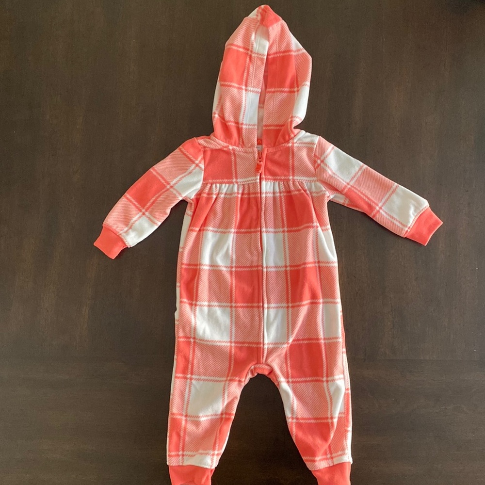 Carters Hooded Fleece - Plaid - 9 Months